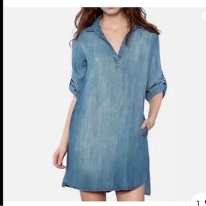 Anthropologie Cloth & Stone Chambray Denim Shirt Dress Size S